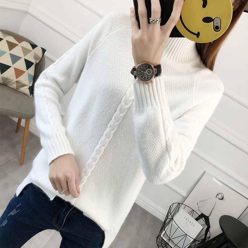 Women Turtleneck Winter Warm Sweater Long Sleeve Loose Casual Knitted Women Sweaters And Pullovers Female Jumper Tops