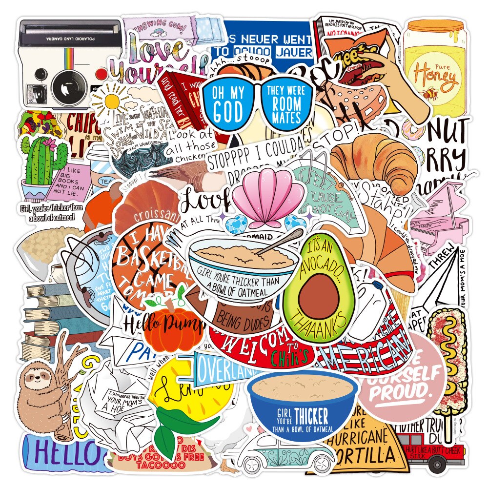 50pcs Motivational Phrases Stickers Inspirational Life Quotes Waterproof DIY Laptop Study Room Scrapbooking Graffiti Stickers: No7 50pcs