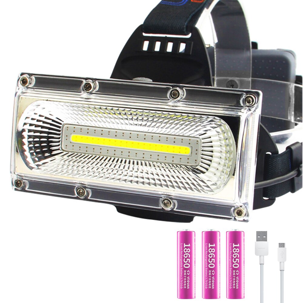Floodlight COB LED Headlamps Waterproof working head lamp 3Modes Head Lantern 3*18650 Rechargeable Frontal HeadLamp