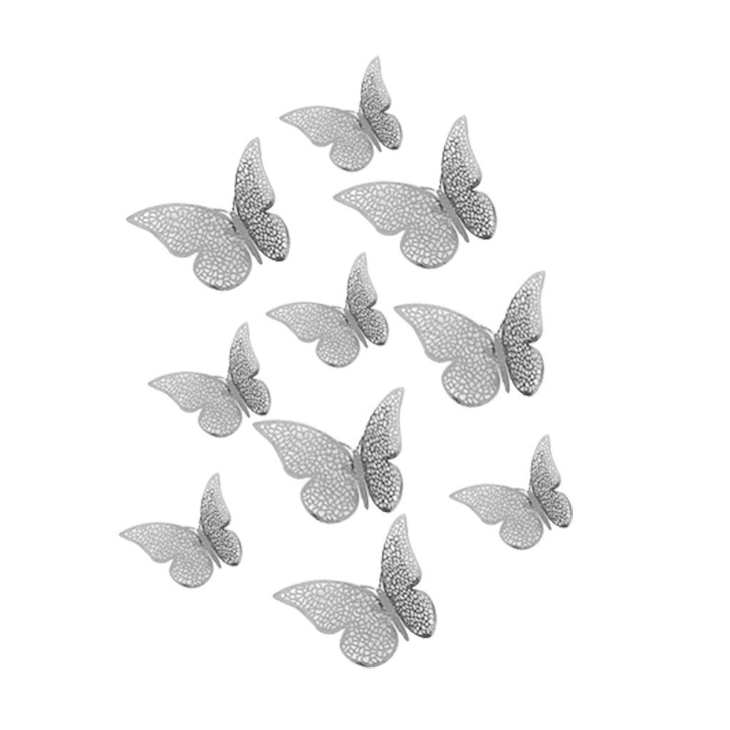48 stuks stickers, 3d vlinders als muurstickers, huisdecoratie, 3d gouden en zilveren vlinders als decoratie voor de bruiloft in de woonkamer.: H