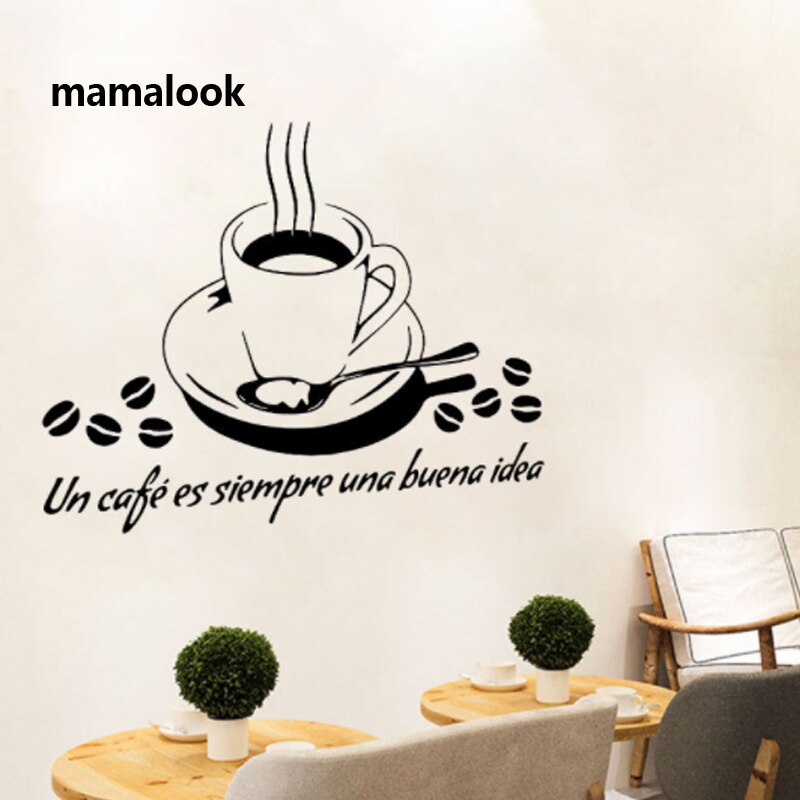 Un cafe es sirmpre una buena idea wall sticker Living room restaurant Decals wallpaper home decoration coffee stickers