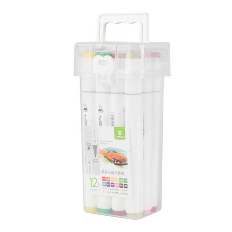 12/18/24/36 -farvet dobbelthovedet markør hurtigttørrende vandafvisende studerende maleri blødt hoved olieagtig krog linje skrivemarkør: 12 farver