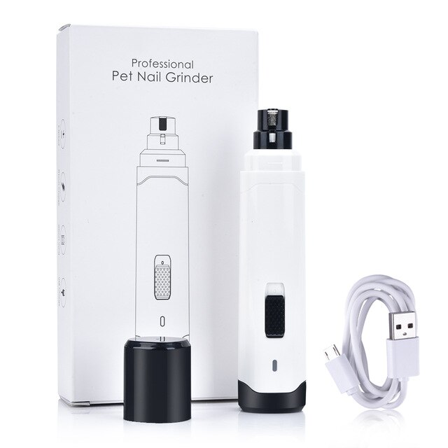 Nueva lima de uñas eléctrica para mascotas, recargable, Color perro gato, lima de uñas para mascotas, cortaúñas, tijeras para perro gato, cortaúñas para acicalamiento y corte: White Color