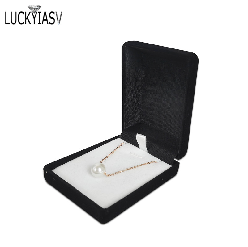 Gros noir velours mariage mariée bijoux collier pendentif boîte Colar boucles d'oreilles bibelot présentoir support organisateur: Rose