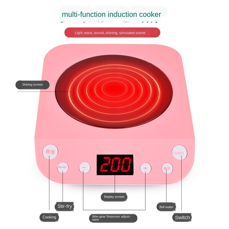 Children's Puzzle Simulation Play House Kitchen Toys Girls Simulation Cooking Tableware Set Children Toys: pink induction cooke