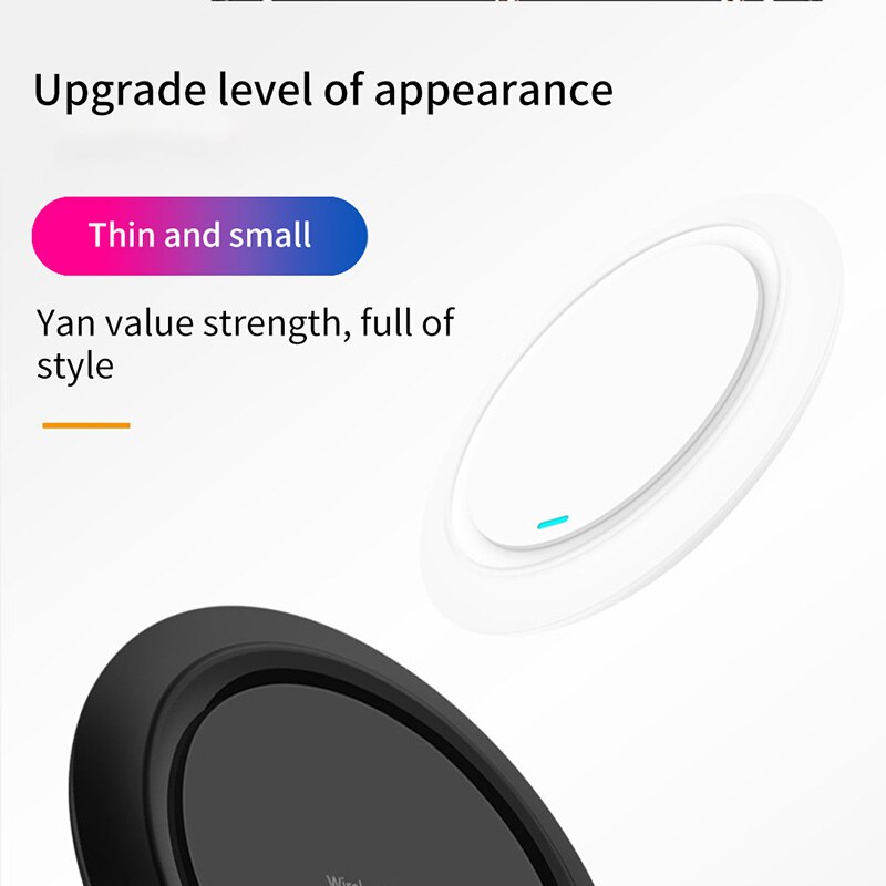 Wireless QI Fast Phone Charging Pad Charger Charging Wireless Induction Table Desktop Super Thin 7mm Thickness Charger with LED