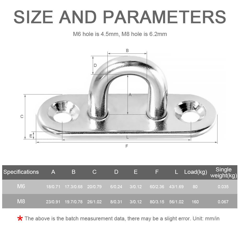Pad Eye 304 316 Stainless Steel Oblong Plate Staple Ring Hook Loop U-shaped Screws Wall Mount Hook Hanger Marine Deck