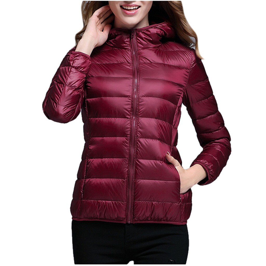 Winter Coat Women Ultra Light Down Jacket White Duck Down Hooded Jackets Parka Casual Female Long Sleeve Solid Outwear Coat
