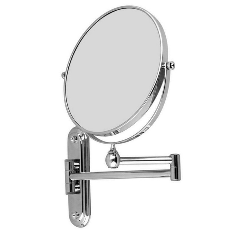 Krom 10x forstørrende vægmonteret rundt spejl forfængelighed fyldes op barbering folde badeværelse makeup spejl fri hul vægmonteret