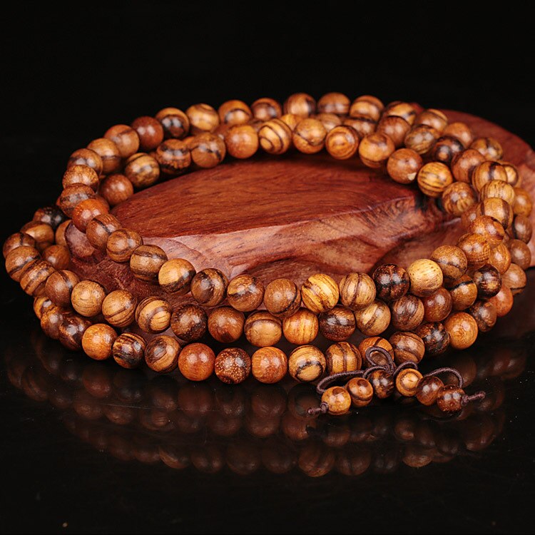 Jahrgang 6mm 8mm 108 Perlen Natürliche Teak Sandelholz Buddhistisches Holz Armbänder Meditation Gebetskette Mala Armbinde Frauen Männer schmuck