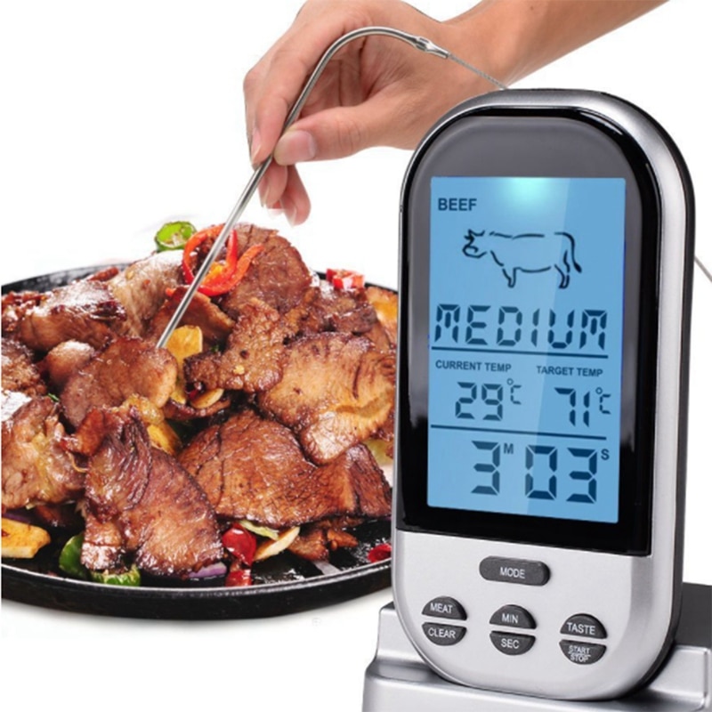 Meat Thermometers Bluetooth LCD Digital Probe Wireless BBQ Grill Kitchen Thermometer Home Cooking Tools with Timer Alarm