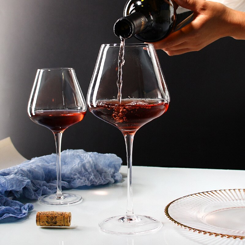 Verre à vin rouge en cristal sans plomb, haute transparence, style bordeaux,