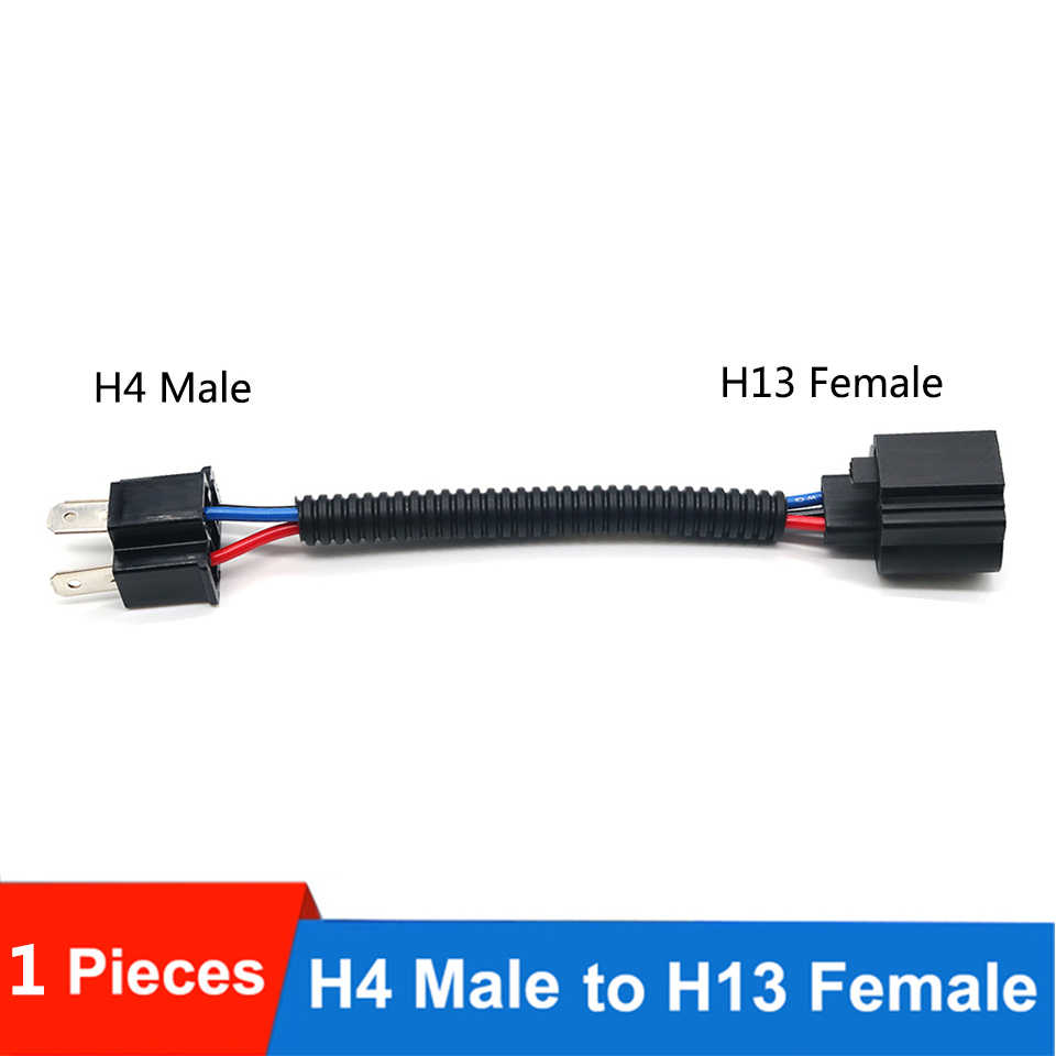 1PC H11 9005/9006 9007 H4 H13 adapter Male Female Conversion Connector Wiring Harness Headlight Fog Light Plug Cable Socket Wire: black