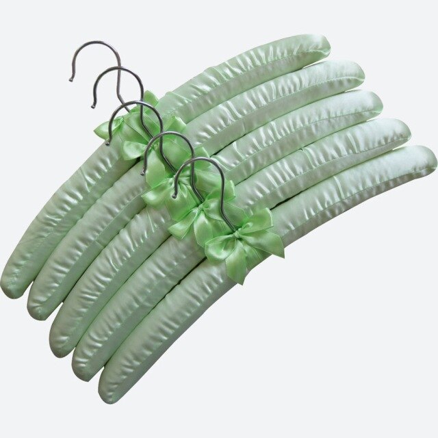 Satin Padded Hanger Silk Wrapped Clothes Hanger Clothes Hanging Silver Hook Sponge Hangers Clothes Shop Display Hangers