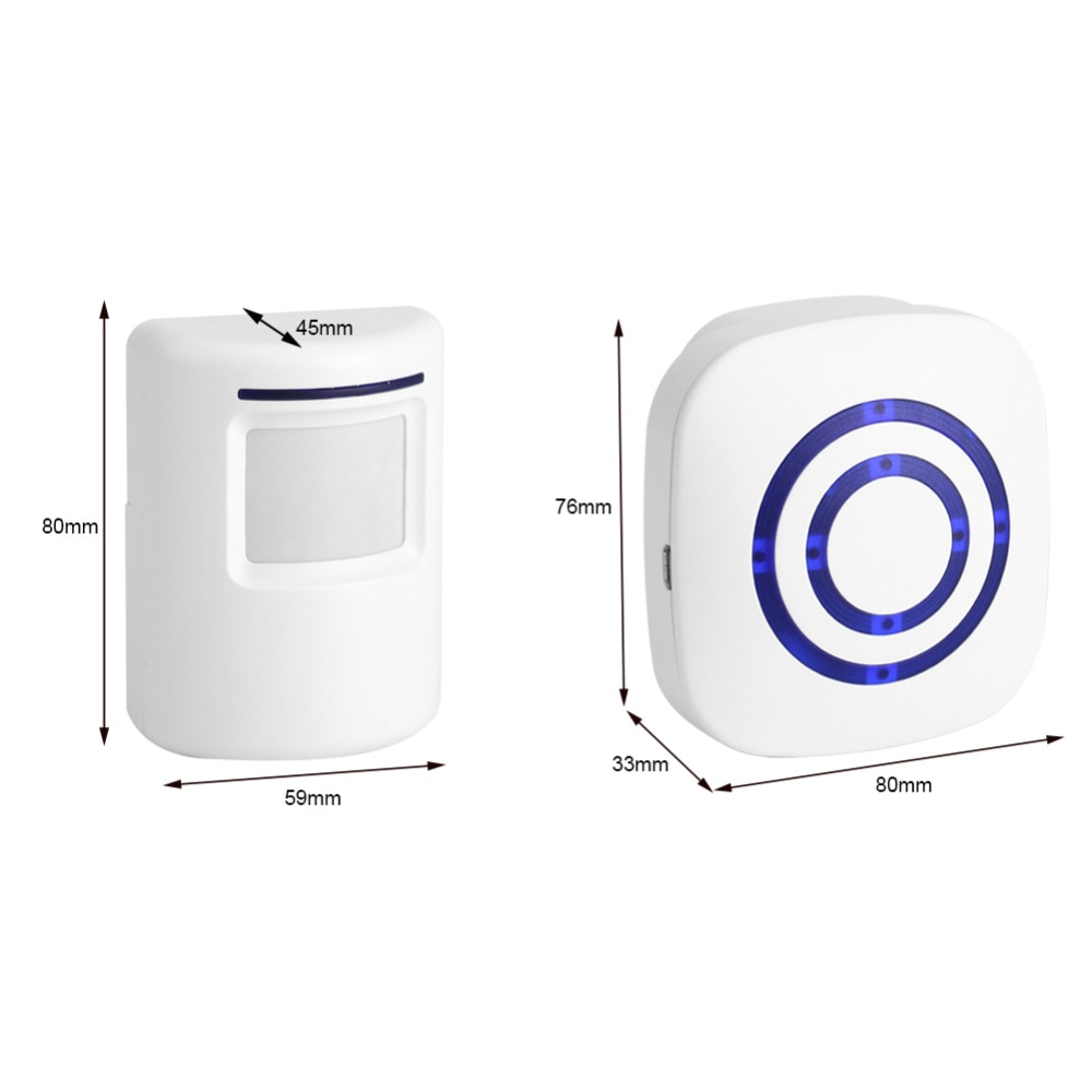 110v-240v trådløse dørklokker pir infrarød sensor bevægelsesdetektor indgang dørklokke alarm m/ modtager &amp; sender eu/us stik