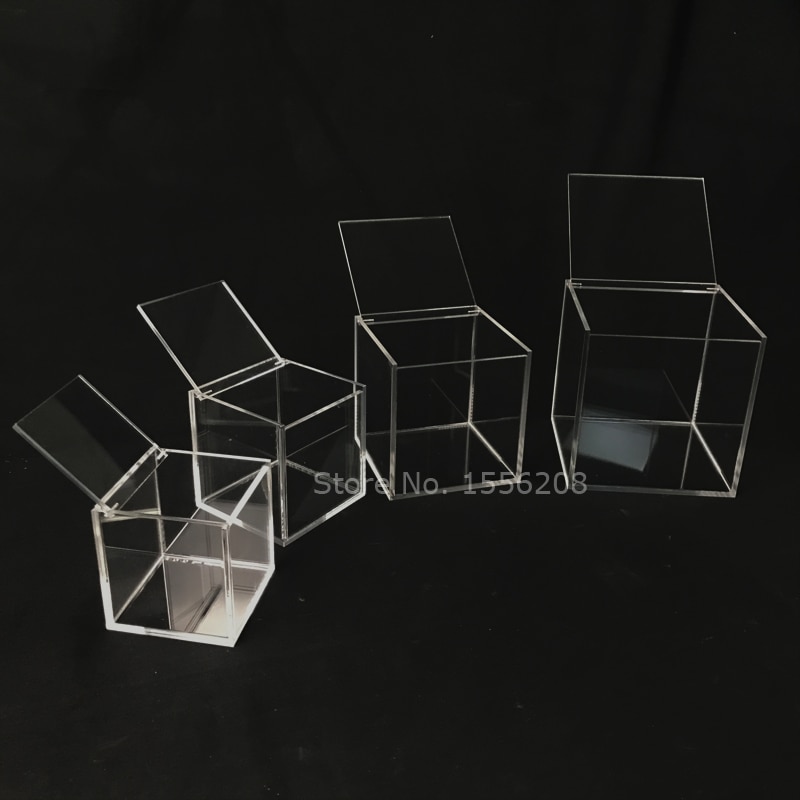 Caja de almacenamiento de acrílico transparente, cubo cuadrado transparente, estuche multiusos para exhibición, vidrio acrílico Plexi, cajas de embalaje de joyería para