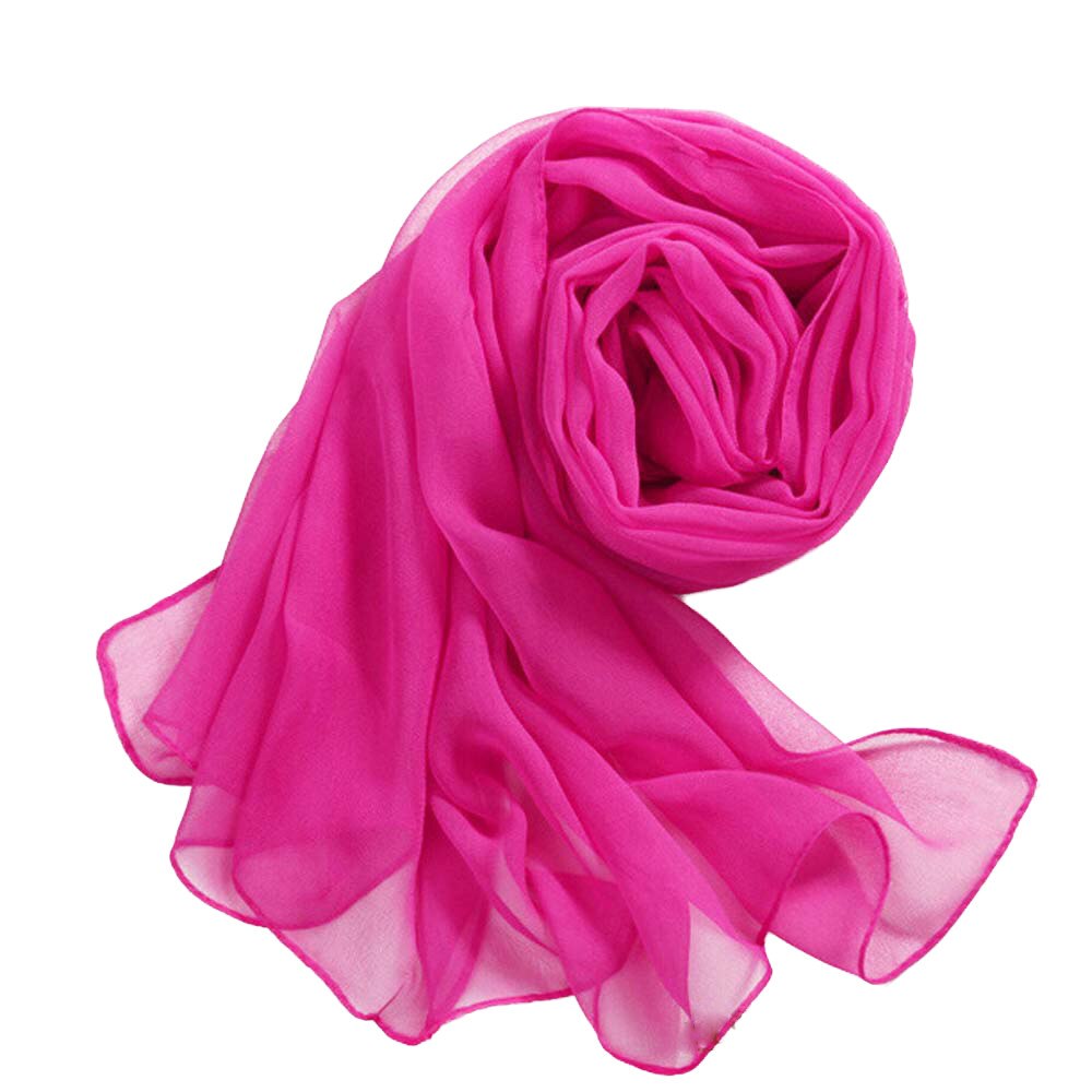 Bufanda larga de chifón para mujer, pañuelo de Color sólido, chal fino suave, pañuelos de playa, nueva , 1 unidad: Hot Pink