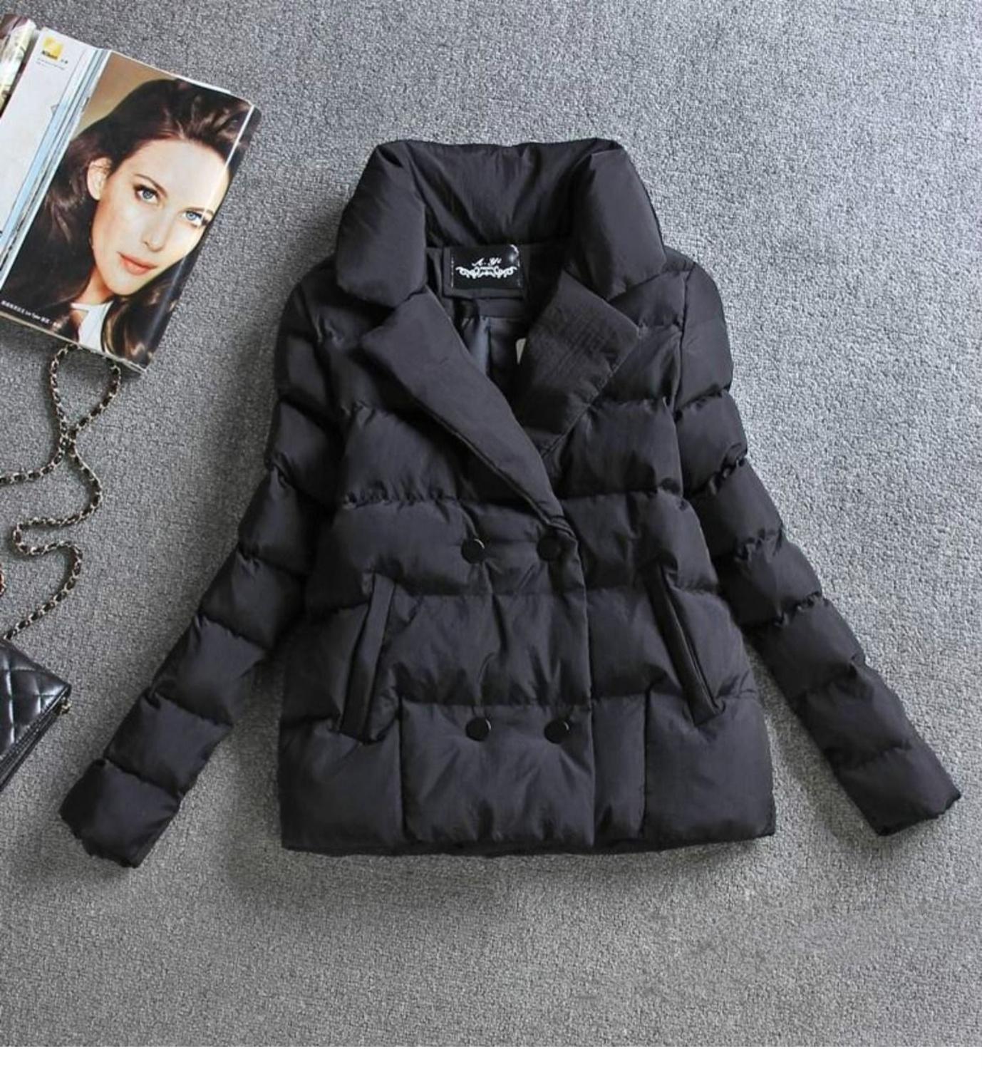Winter Women Jacket Coat Cotton Clothing Short Slim Ladies Warm Parka Black Sutdent Clothes