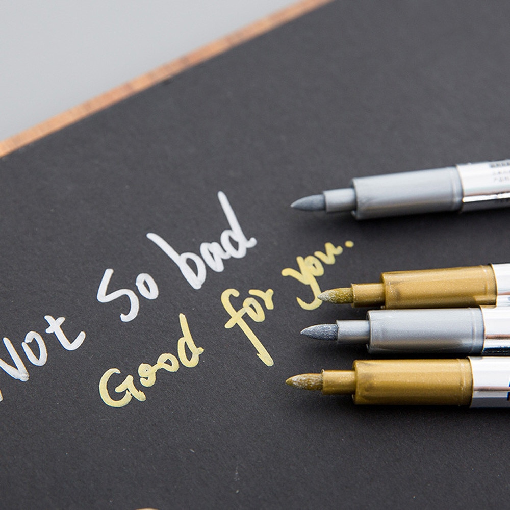 Metallic Marker Pen Set Diy Scrapbooking Ambachten Kaart Maken Borstel Ronde Hoofd Art Pen Voor Tekening Gouden En Zilveren Pen # W3