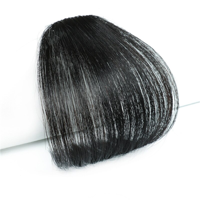 Fluffy Air Bangs Pretty Girls Hair Extension Synthetic Straight Hairpiece Clip In Front Hair Bangs Heat Resistant: K 1B Natural Black
