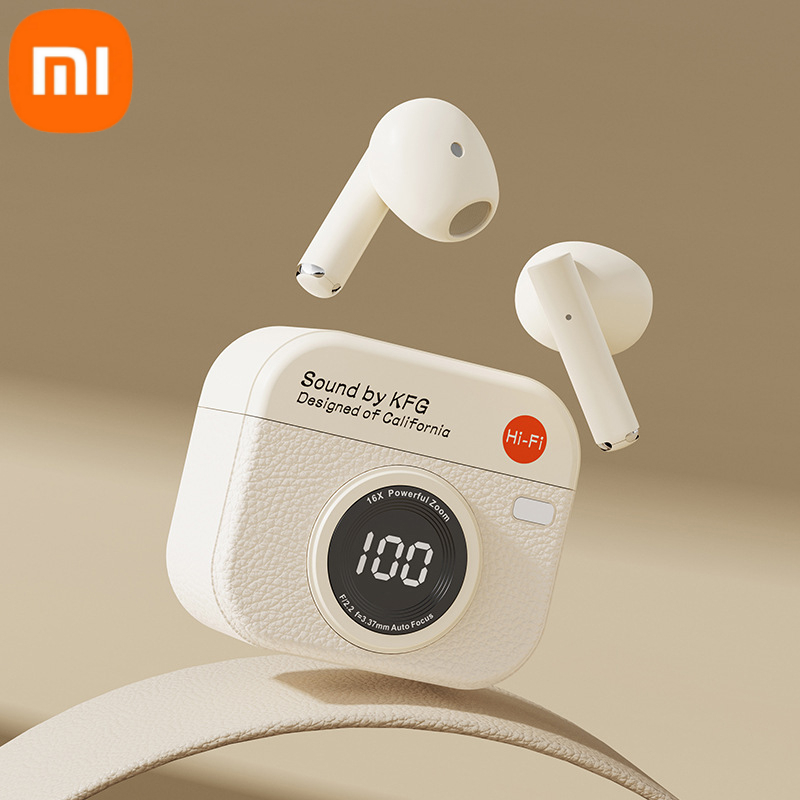 Xiaomi TWS Drahtlose Kopfhörer Bluetooth 5.4 Klassischer Stil HiFi-Stereo-Ohrhörer LED-Anzeige-Kopfhörer für Männer Frauen 2025,: Black