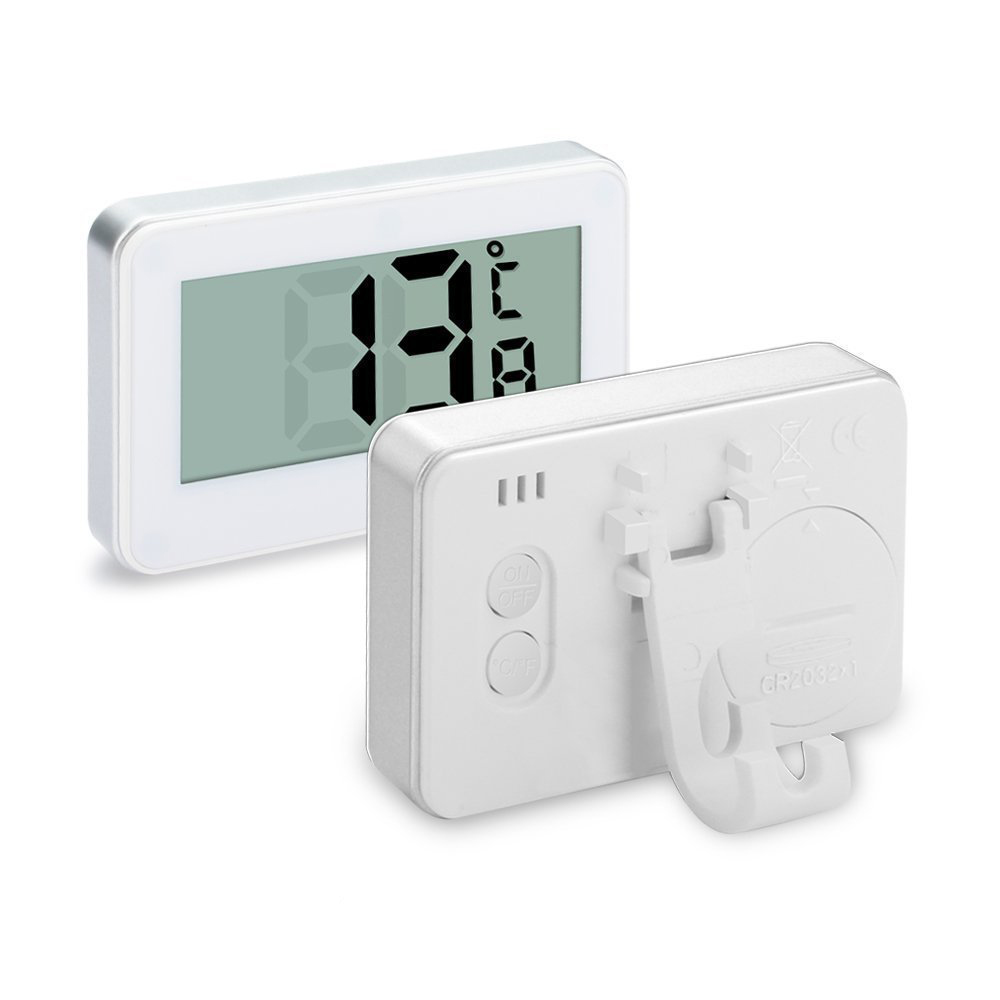Digital kylskåpstermometer vattentät rumstermometer kylskåpslarm termometer hygrometer med krok konvertibel