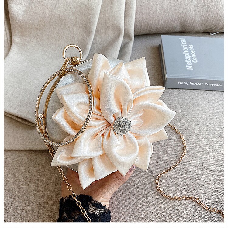 Luxy Moon pochette femme fleur ronde sac de soirée sac à main de luxe sac à main de fête de mariage Vintage sac à bandoulière ZD1474: Beige
