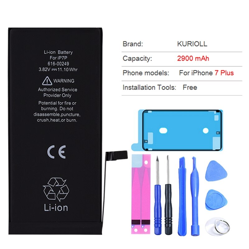 Kurioll Originele Batterij Voor iPhone 6 6G 6S 7 8 Plus batarya Vervanging Real Capaciteit Mobiele Telefoon Bateria voor iPhone Batterij: For iPhone 7 Plus