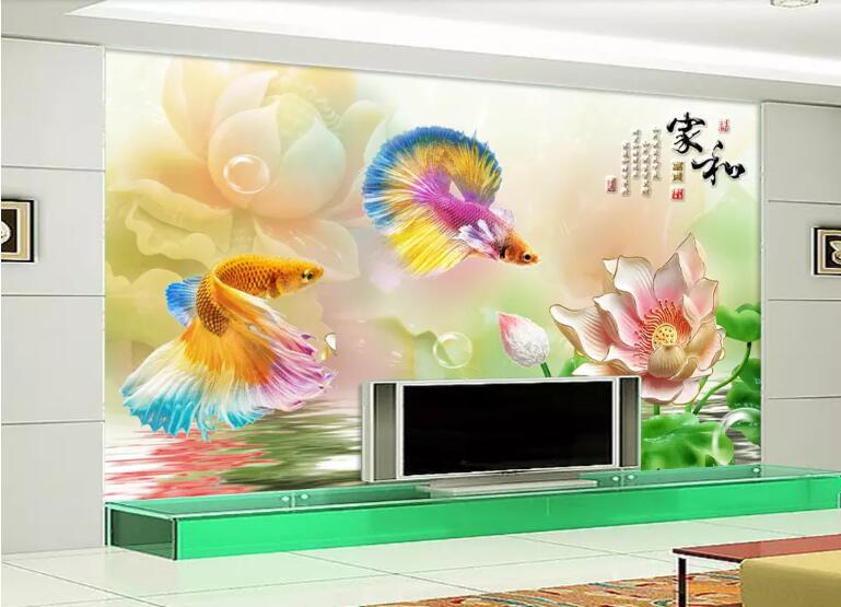 Beibehang papel de parede 3d Custom 3d behang coin goudvis lotus TV achtergrond vinyl muur papier peint muurschildering 3d hudas schoonheid: 17262256