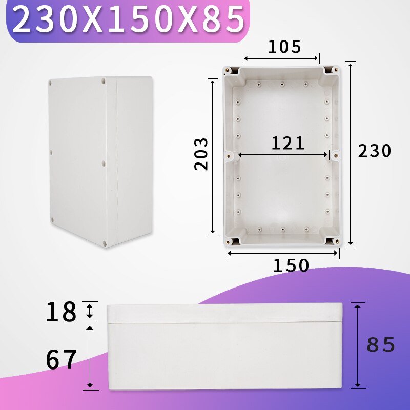 Outdoor Waterproof Case Enclosure Plastic Box Electronic Project Case Waterproof Junction Box for Electronics: 230-150-85