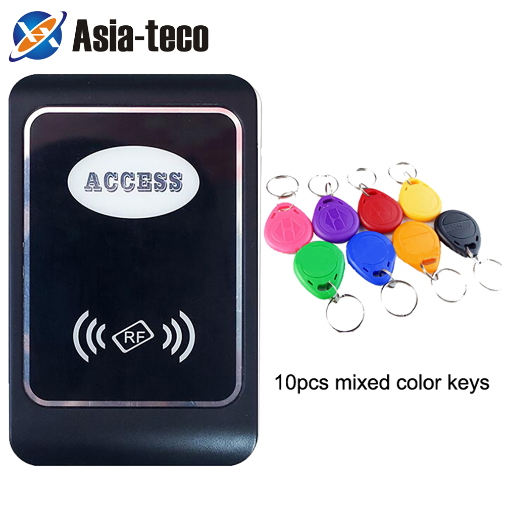 RFID Card Reader Access Control Machine Waterproof 13.56MHZ/125Khz Proximity Card Access Control Reader Wiegand34 IP65 Reader: ID AC 10 mixed keys