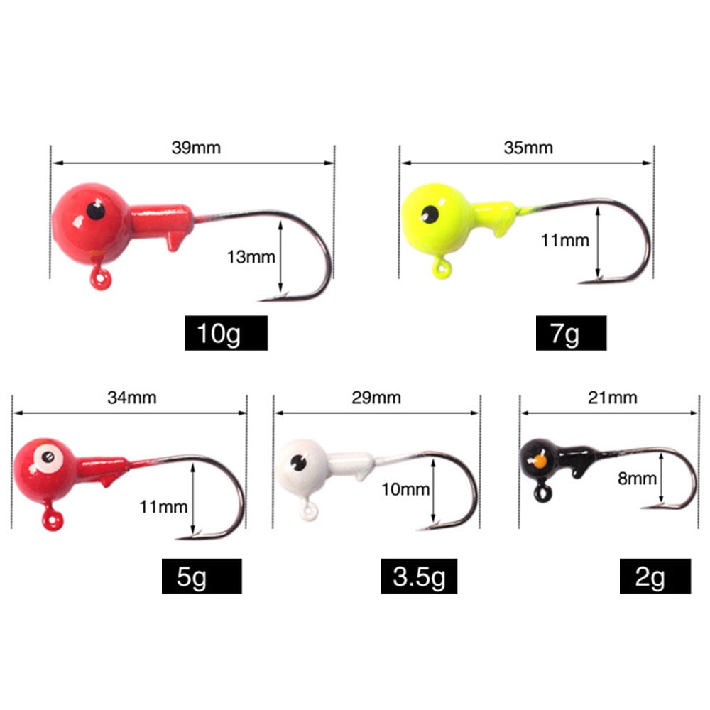 5 stuks lood kleurrijke ronde jigkop kunstaas vishaak visgerei vishaken voor zee rivier meer vishaak