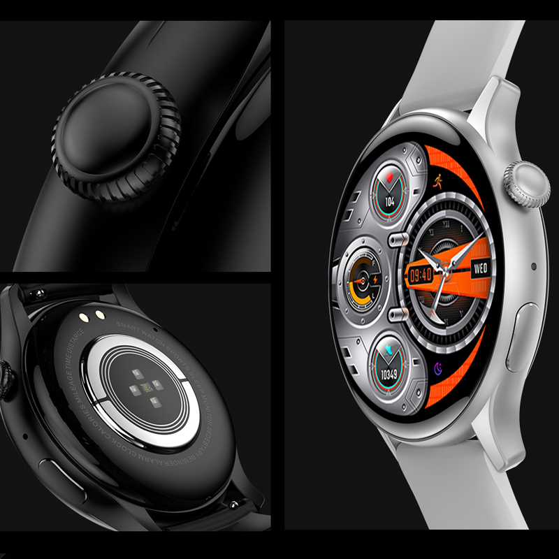 Nowy smartwatch 2025 z ekranem prawdziwy AMOLED HD, monitorowaniem zdrowia kobiet, sterowaniem głosowym AI, połączeniami Bluetooth, kompatybilny z Androidem i iOS.