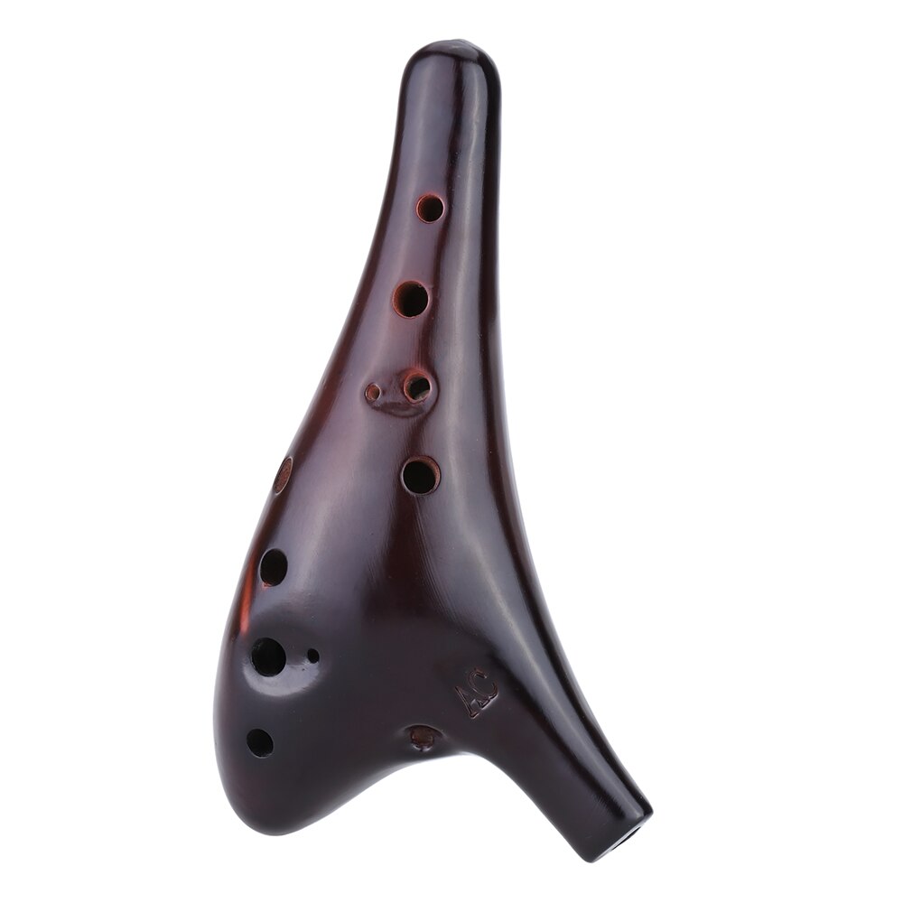 12 Hole Ceramic Ocarina Alto C Flute - Smoked Submarine Style - Musical Instrument for Beginners