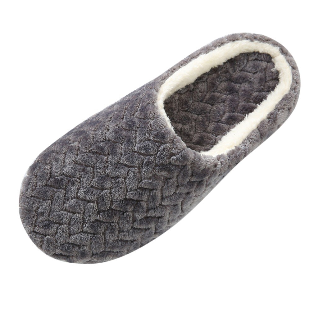 Accueil femmes Jacquard pantoufles intérieur chambre à coucher antidérapant pantoufle hiver coton chaussures doux peluche zapatos de mujer FN55: Gris / 37