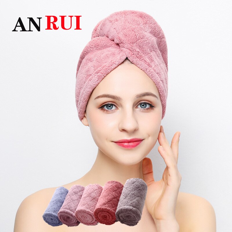 ANRUI 100% Cotton Ladies Hair Drying Cap Quick Dry Towel Bath Cap, Wraps Moisture Absorbent Household Bathroom Amenities