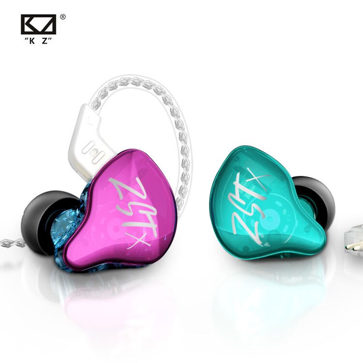 KZ ZSTX In-Ear Monitors - Hybride HIFI Bas Oordopjes met Zilverkleurige Kabel & Microfoon
