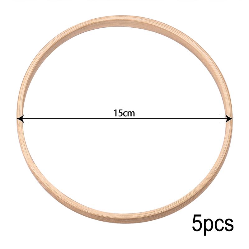 Anneau Macramé en Bambou pour Broderie et Attrape-Guirlande, Idéal pour Panier de Noël Suspendu, Cercle de Croix, en Bois, Fait à la Main, Décoration d&#39;Intérieur, 1 à 5 pièces: 15cm / 1pcs