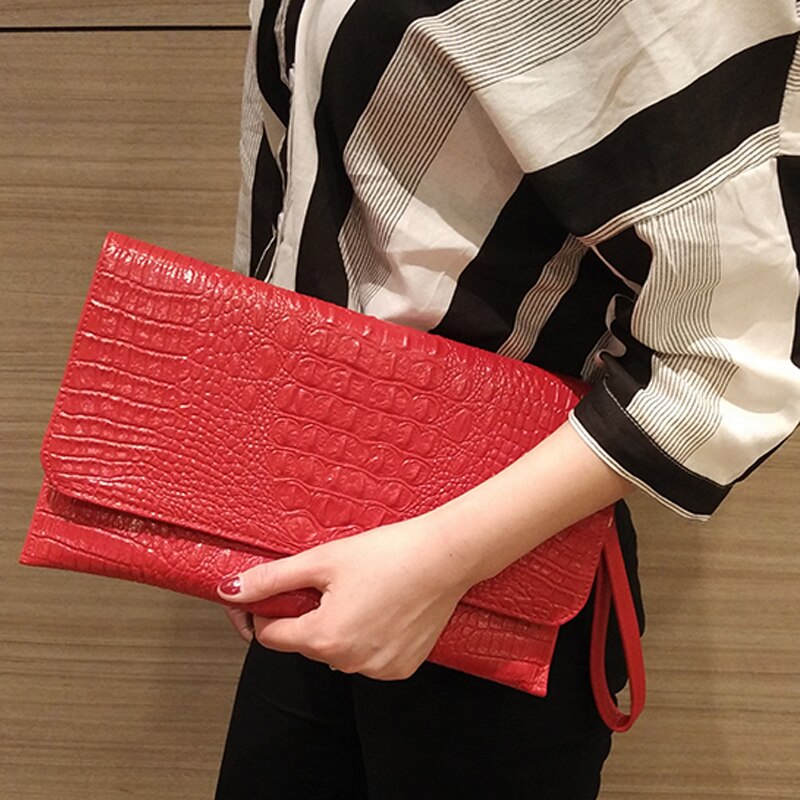 Highreal mulher envelope noite sacos de embreagem padrão crocodilo branco feminino couro pu bolsas ombro crossbody bolsas