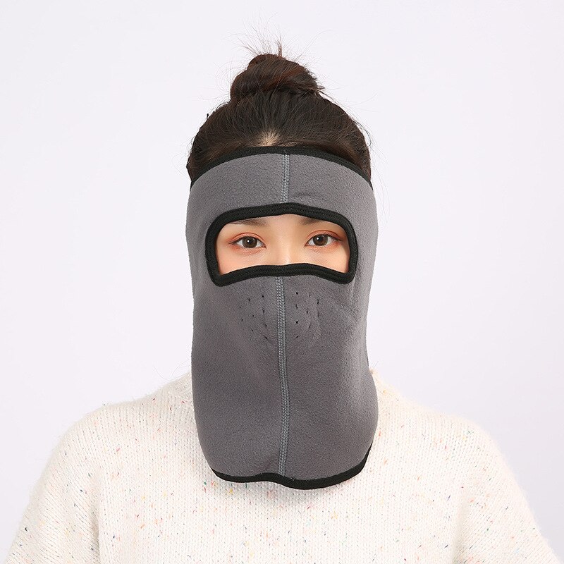 Tre-i-en-ørebeskyttelser solidt / camouflage vindtæt udendørs ørekapper unisex kvinder mænd vinterøreskærme hals varm mund ansigtsmasker: Grå