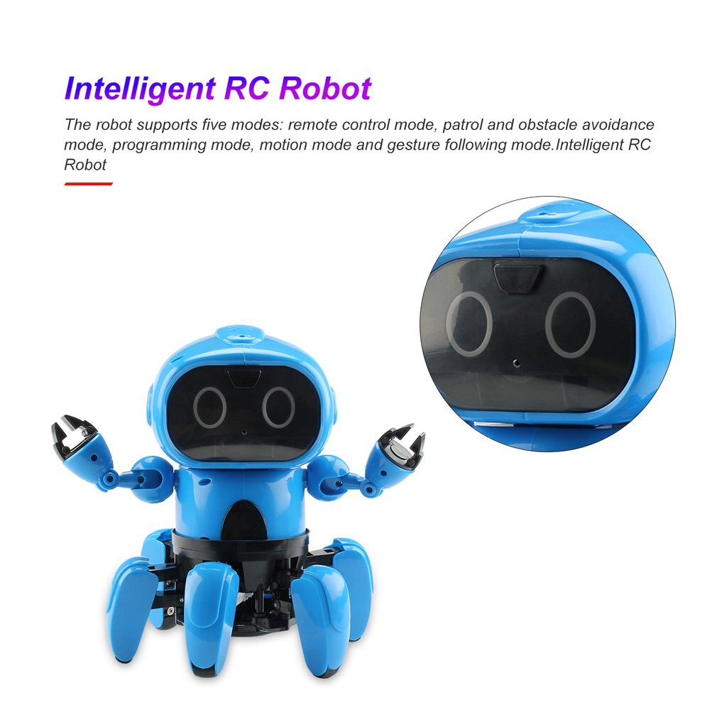 Smart Induction 6CH Electric 6-Legged RC Robot Intelligent Programming Gesture Sensor Obstacle Avoidance Remote Control Toys