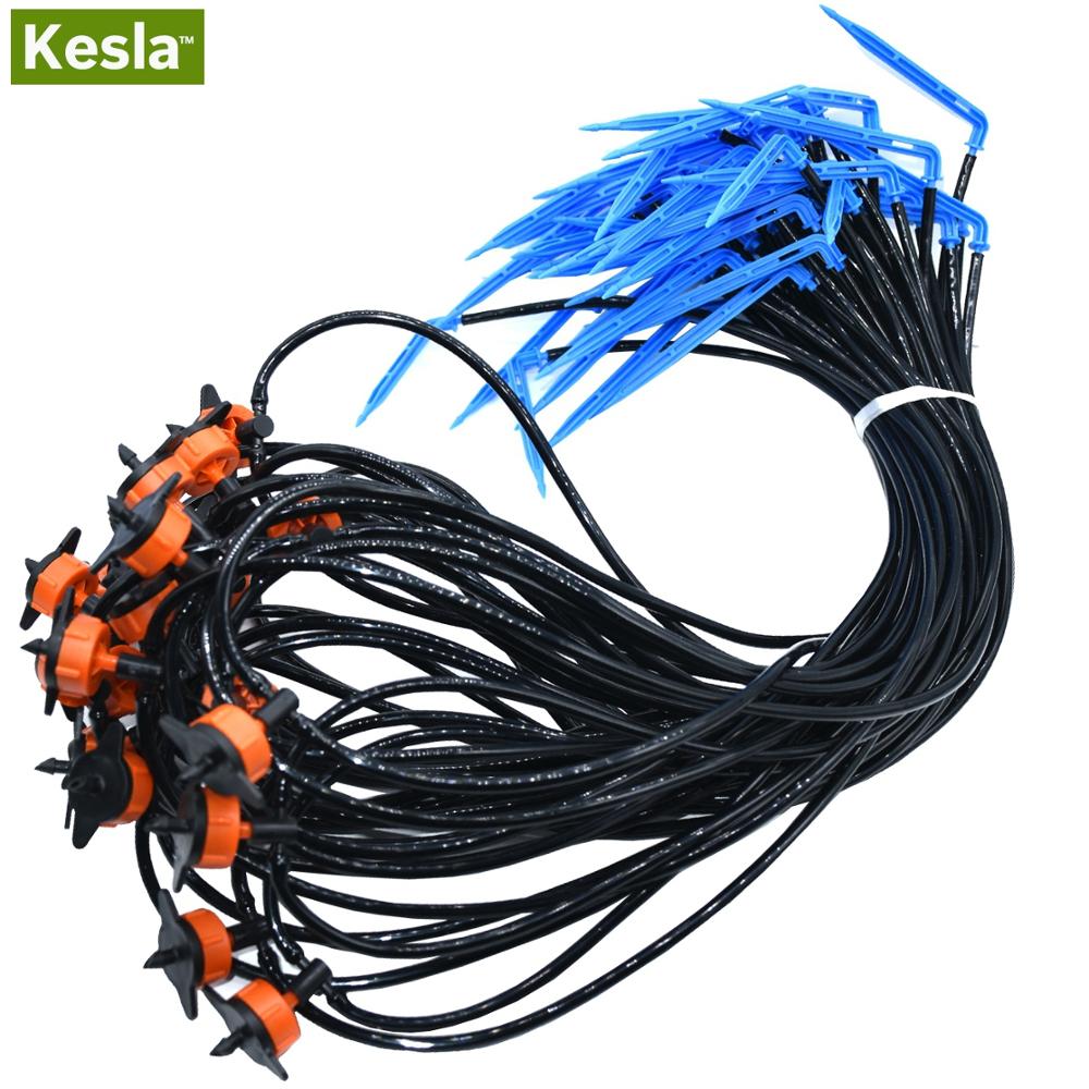 Sistema de riego por goteo para bonsái, conjunto de distribución de araña con 2 flechas de codo, gotero de 2 vías, emisores, Kits, 2L/H, 50 Uds.