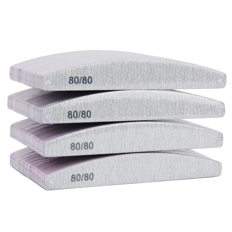 50 stk/parti zebra curve neglefile grå lixa de unha 80/80 korn buffer blok uv gel polering pedicure værktøj negle tilbehør