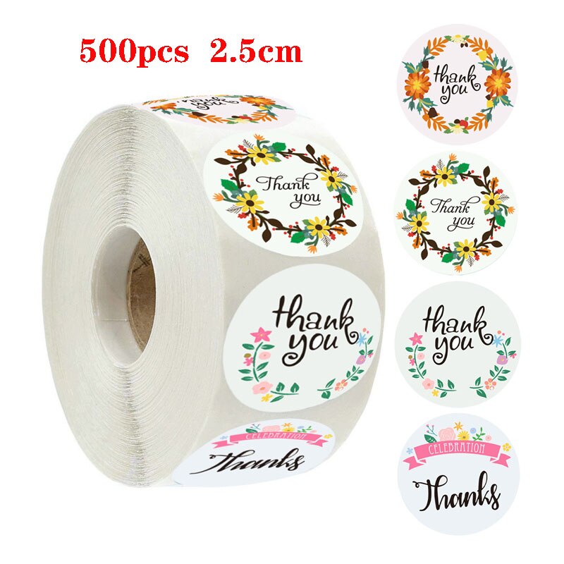 500PCS/Roll Thank You Stickers Handmade Sticker Circle Stationery Thank You For Your Order Seal Labels Thank You Sticker: 10