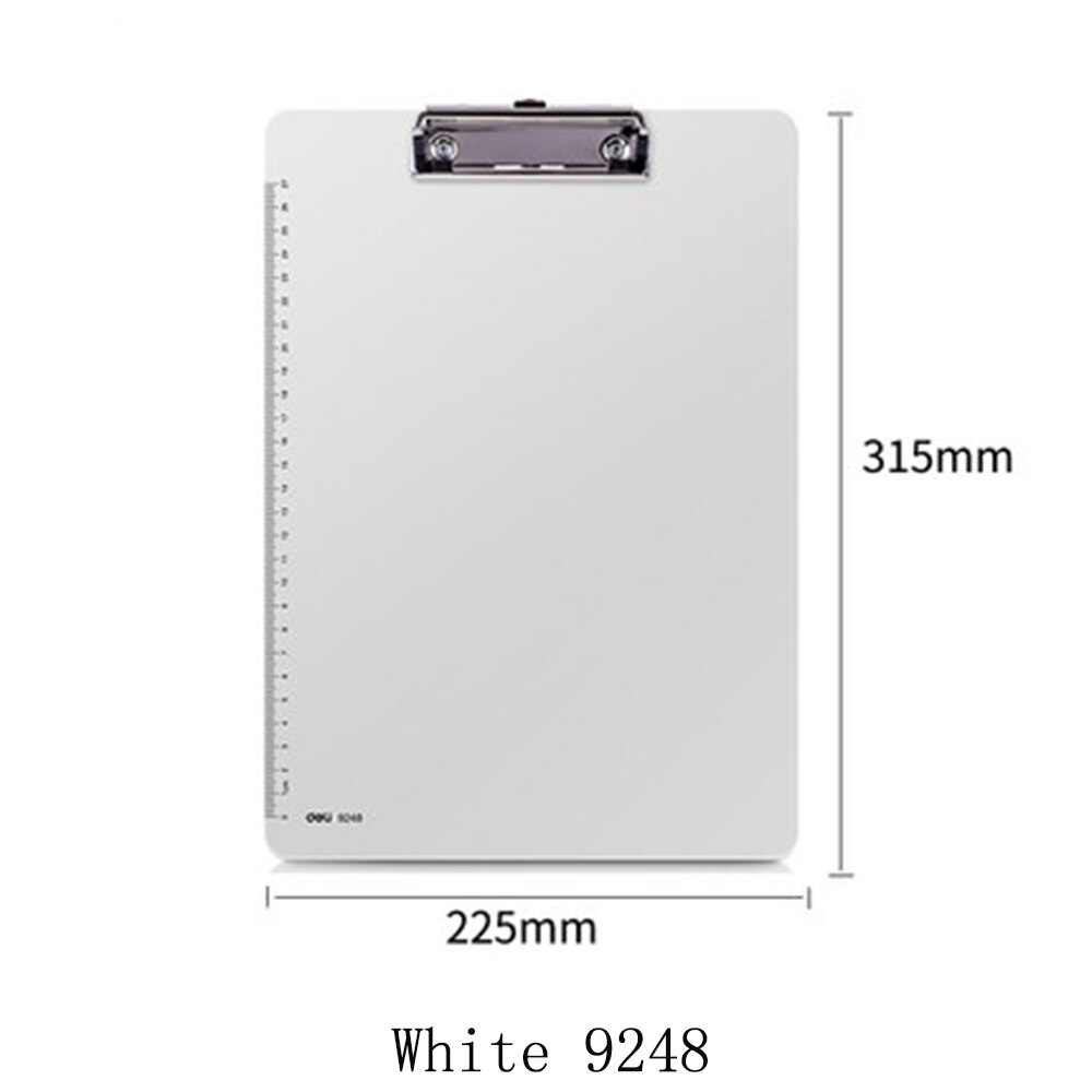 Deli Folder A4 Board Clip Writing Splint Stationery Writing Pad Cardboard Student Test Paper A5 Multi-function Office supplies: PP Clip White
