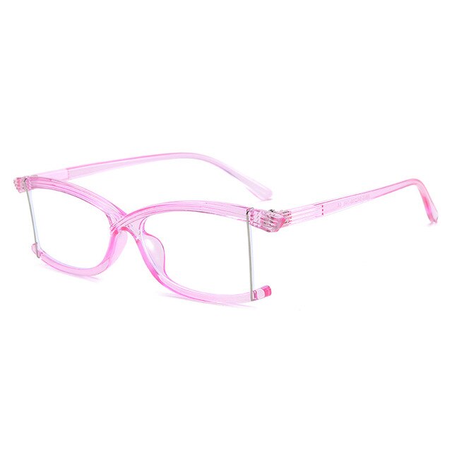 Imwete-gafas irregulares con montura para hombre y mujer, lentes ópticas con luz azul, sin montura, transparentes,: Pink
