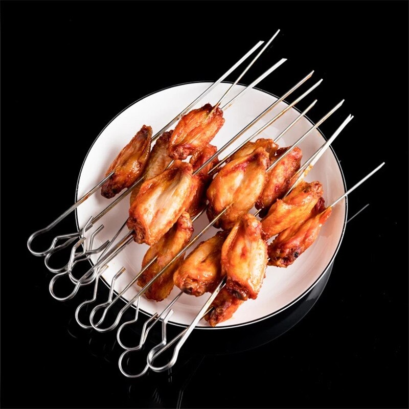 10 Vork Roestvrij Staal Gegrilde Kooi Bbq Koffiebrander Barbecue Kebab Maker Vlees Spies Machine Bbq Grill Keuken Lucht Friteuse Accessoire