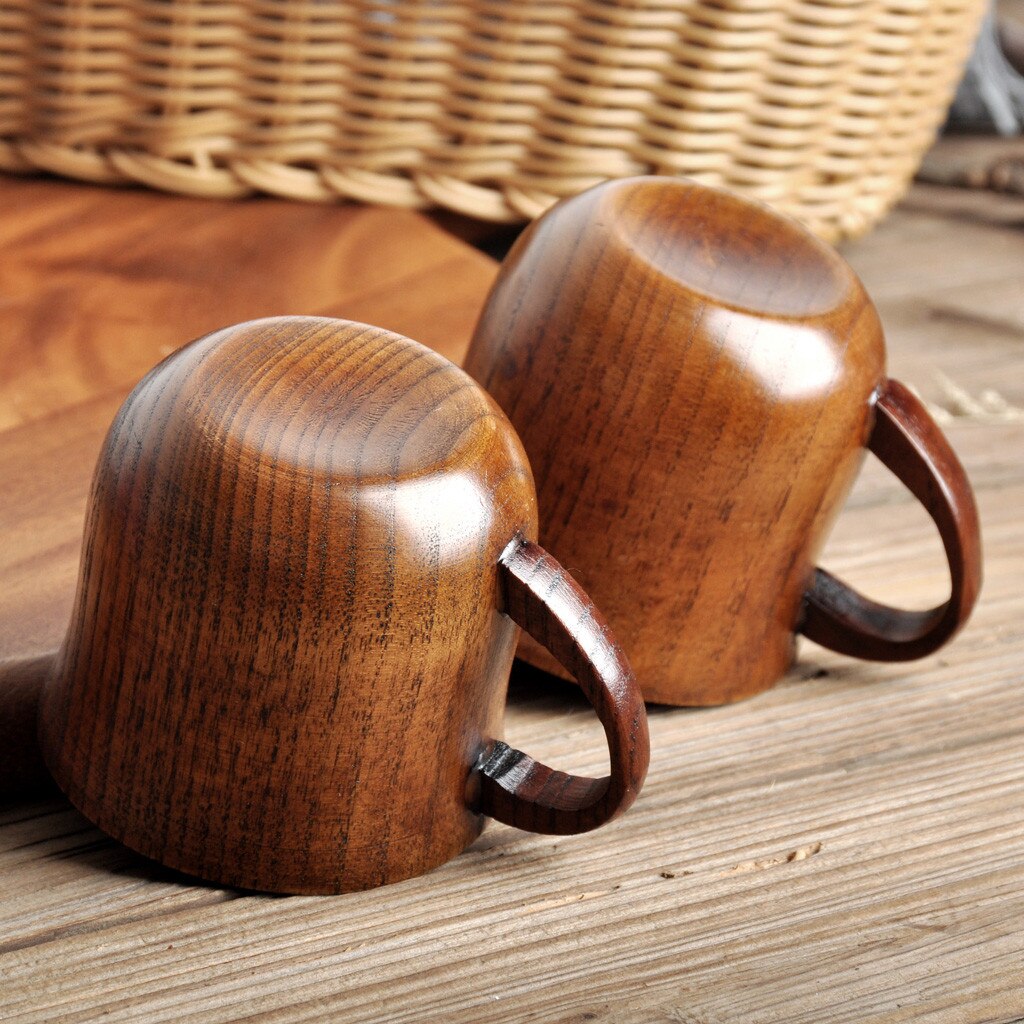 Taza de madera Natural para café, té, cerveza, jugo, leche, agua, vaso artesanal