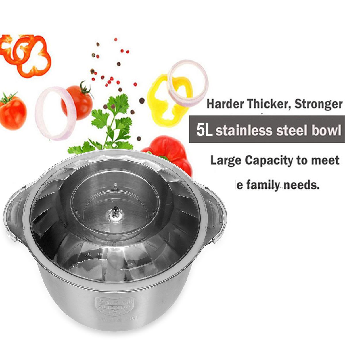 3Speed 5L Electric Meat Mixer blender Grinder 800W Stainless Steel Electric Chopper Automatic Mincing Machine Quiet Food blender