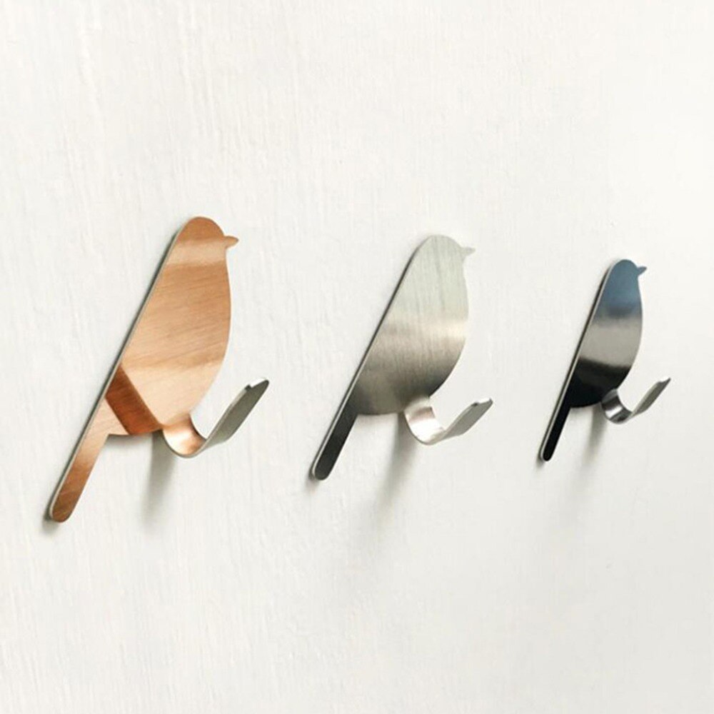 2 Stks/partij Vogel-Vormige Muur Mount Sleutelhouder Decoratieve Roestvrij Staal Hanger Sleutels Hanger Home Decor Haken